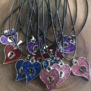 Deri Ipli Metal Kalp Sallantili Kolye 12 Adet 3515ub