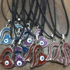 Deri Ipli Metal Kalp Sallantili Kolye 12 Adet 3527ub