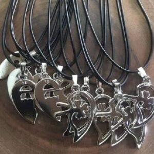 Deri Ipli Metal Kalp Sallantili Kolye 12 Adet 3533ub