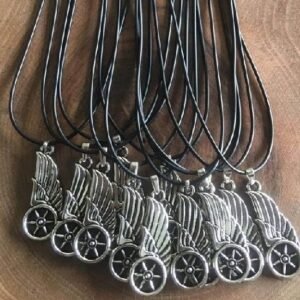 Deri Ipli Metal Kanatli Yildiz Sallantili Kolye 12 Adet 3486ub