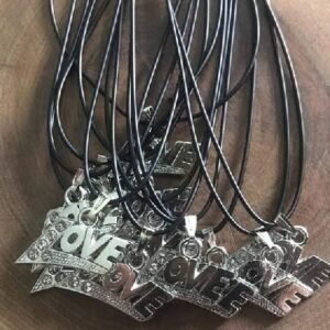 Deri Ipli Metal Love Sallantili Kolye 12 Adet 3536ub