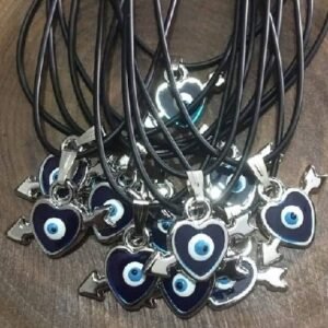 Deri Ipli Metal Oklu Kalp Sallantili Kolye 12 Adet 3535ub