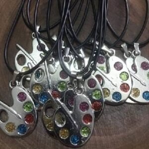 Deri Ipli Metal Palet Sallantili Kolye 12 Adet 3526ub