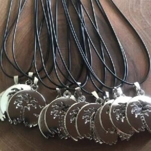 Deri Ipli Metal Palmiye Sallantili Kolye 12 Adet 3572ub