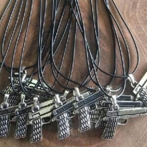 Deri Ipli Metal Silah Sallantili Kolye 12 Adet 3579ub