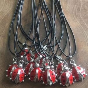 Deri Ipli Metal Ugur Bocegi Sallantili Kolye 12 Adet 3539ub