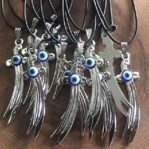 Deri Ipli Metal Zulfikar Kilic Sallantili Kolye 12 Adet 3518ub