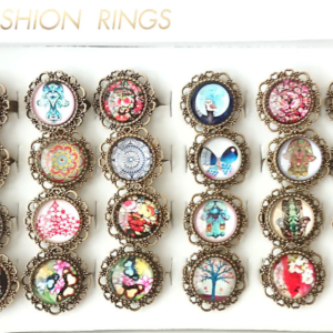 Desenli Cam Yüzük 24 Adet 6508as