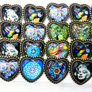 Desenli Kalpli Cam Yüzük 24 Adet 6519as