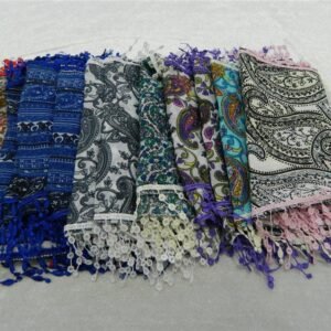 Desenli Kenarı Güpür Dantel İşlemeli Fular Şal 12 Adet 2288mp