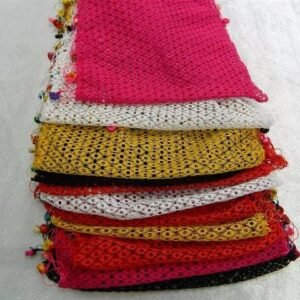 File Kumaş Ahşap Boncuk İşlemeli Fular 12 Adet 6028as