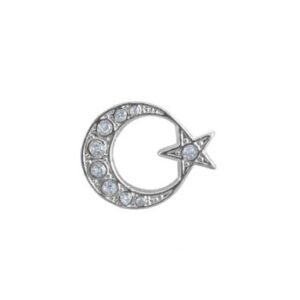 Gumus Rengi Tasli Ay Yildiz Yaka Rozeti 30 Adet 5320mp