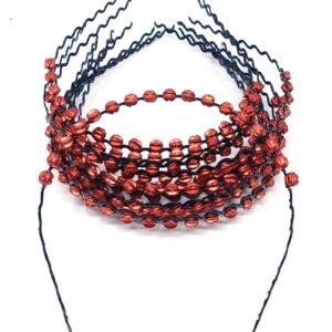 Kırmızı Boncuk Detaylı Yarım Zikzak Metal Taç