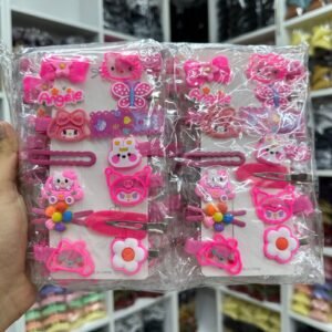 12 paket Çocuk toka seti 14 parça fuşya renk snr02