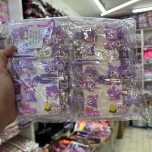 12 paket Çocuk toka seti 14 parça mor renk snr02