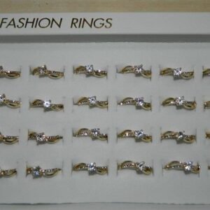 Kenarı Taşlı Tek Taş Yüzük 24 Adet 7915as