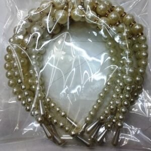 Krem Rengi Taşlı Kalın İnci Taç 12 Adet 2589mp