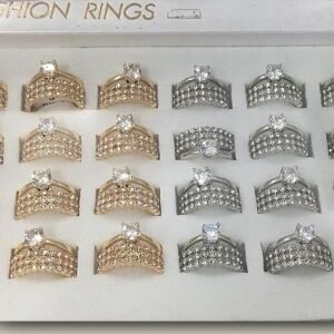 Kristal Sirali Tasli Bayan Yuzuk 24 Adet 6187mp