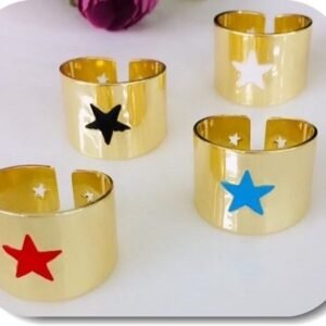 Lak Kaplama Ayarlanabilir Mineli Yildiz Yuzuk 4 Adet 4355ab