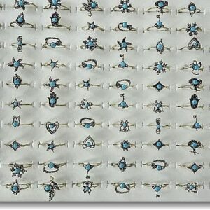 Lak Kaplama Firuze Tasli Figurlu Eklem Yuzuk 100 Adet 3668ay