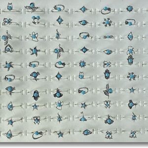 Lak Kaplama Firuze Tasli Figurlu Eklem Yuzuk 100 Adet 3667ay