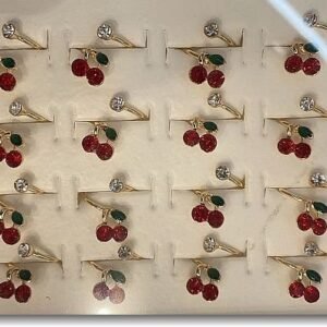 Lak Kaplama Kristal Tasli Mineli Ayarlanabilir Kiraz Yuzuk 24 Adet 4065el