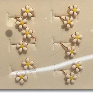 Lak Kaplama Mineli Ayarlanabilir Papatya Yuzuk 12 Adet 4079el