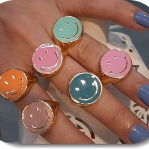 Lak Kaplama Mineli Emoji Yuzuk 12 Adet 4346bt