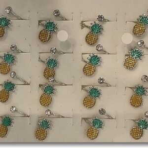 Lak Kaplama Zirkon Tasli Mineli Ananas Yuzuk 24 Adet 4078el