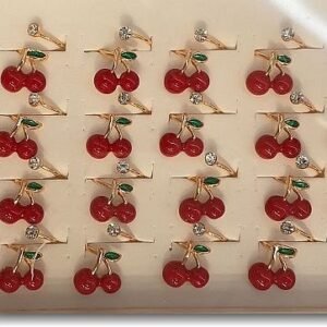 Lak Kaplama Zirkon Tasli Mineli Ayarlanabilir Kiraz Yuzuk 24 Adet 4066el