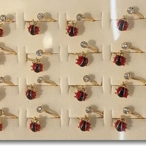 Lak Kaplama Zirkon Tasli Mineli Ayarlanabilir Ugur Bocegi Yuzuk 24 Adet 4081el