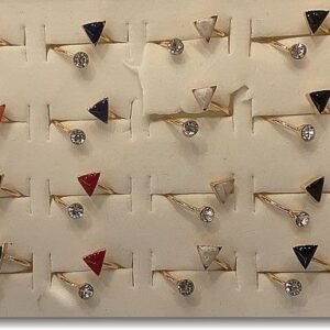 Lak Kaplama Zirkon Tasli Mineli Ayarlanabilir Yuzuk 24 Adet 4071el