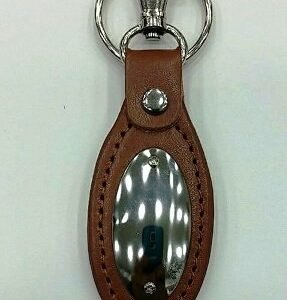 Oval Kahverengi Metal Deri Anahtarlık 2966mp