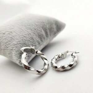 Rodyum Kaplama Burgulu Halka Kupe 2472eb