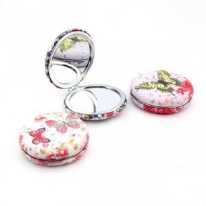 Tasli Kelebek Baskili Yuvarlak El Aynasi 12 Adet 9507cb