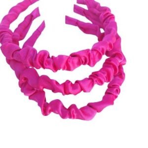 12 Adet 1 Cm Koyu Pembe Renk Saten Büzgülü Taç