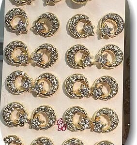 Zirkon Tasli Ay Yildiz Kupe 12 Cift 574sb