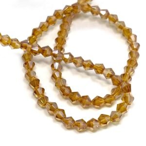 4 Mm Piramit Kristal Cam Boncuk Janjanlı Bal Sarısı Renk