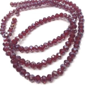 4 Mm Basık Kristal Cam Boncuk Janjanlı Bordo Renk