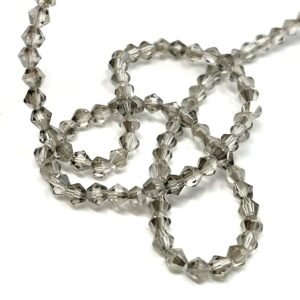 4 Mm Piramit Kristal Cam Boncuk Duman Grisi Renk