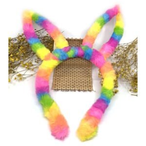 12 Adet Rengarenk Peluş Tavşan Kulaklı Çocuk Saç Tacı