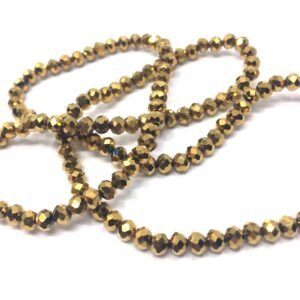 4 Mm Basık Kristal Cam Boncuk Kaplama Gold Renk