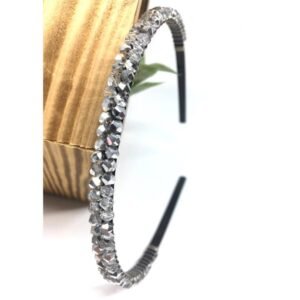 Saç Tacı Gümüş Renk Kristal Taş Süslemeli 1 Adet