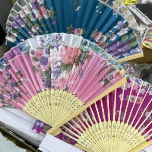 Kumaş desenli ahşap yelpaze 10 adet ens27