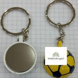 Aynalı Sarı Lacivert Top Anahtarlık 625as