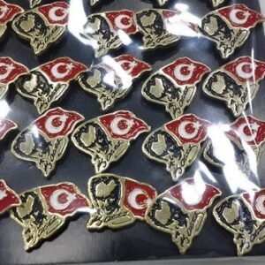 Bayraklı Atatürk Yaka Rozeti 30 Adet 8472as