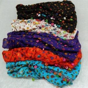 Çiçek Desenli Paraşüt Saç Bandı 12 Adet 1966as