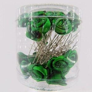 Simli Yeşil No 43 Gelin Başı Güllü Firkete Toka 36 Adet 2188as