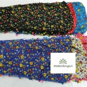 Çiçek Desen Boncuklu Fular Şal 12 Adet 1772as