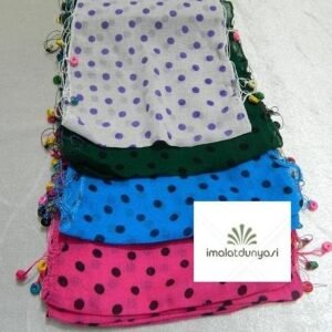 Puanlı Ahşap Boncuklu Oyalı Fular Şal 12 Adet 1773as